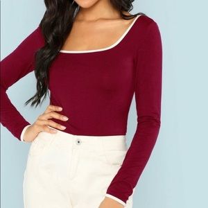 Scoop Neck Ringer Long Sleeve Shirt